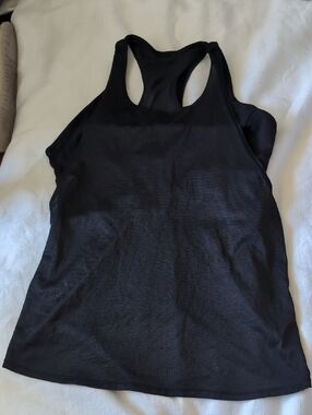 lululemon athletica Black Racerback Mesh-Panel Tank with sports bra under